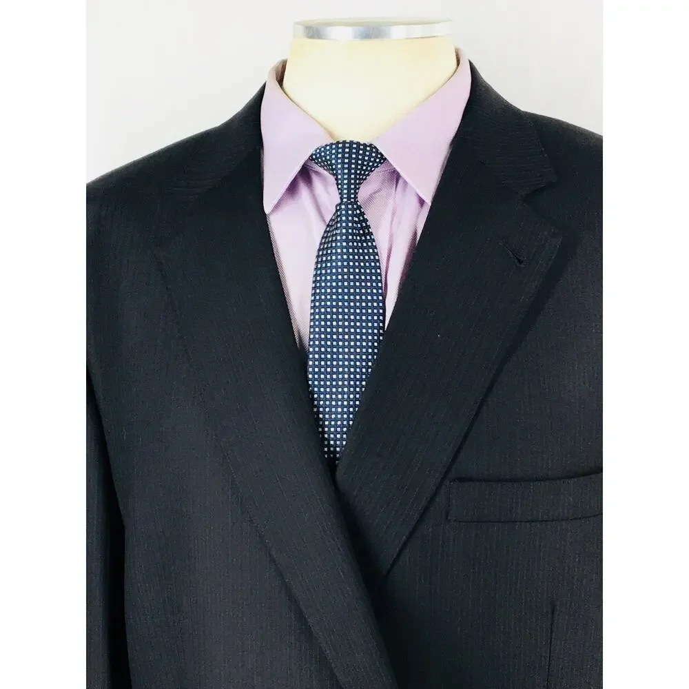 50XL Jos A Bank Signature Gold Mens Recent 2 Bttn 100% Wool Suit Black Pants 48